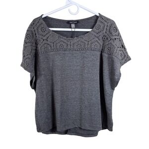Cable & Gauge Dark Gray Crochet Knit Top Blouse Casual Women XL New With Tags!